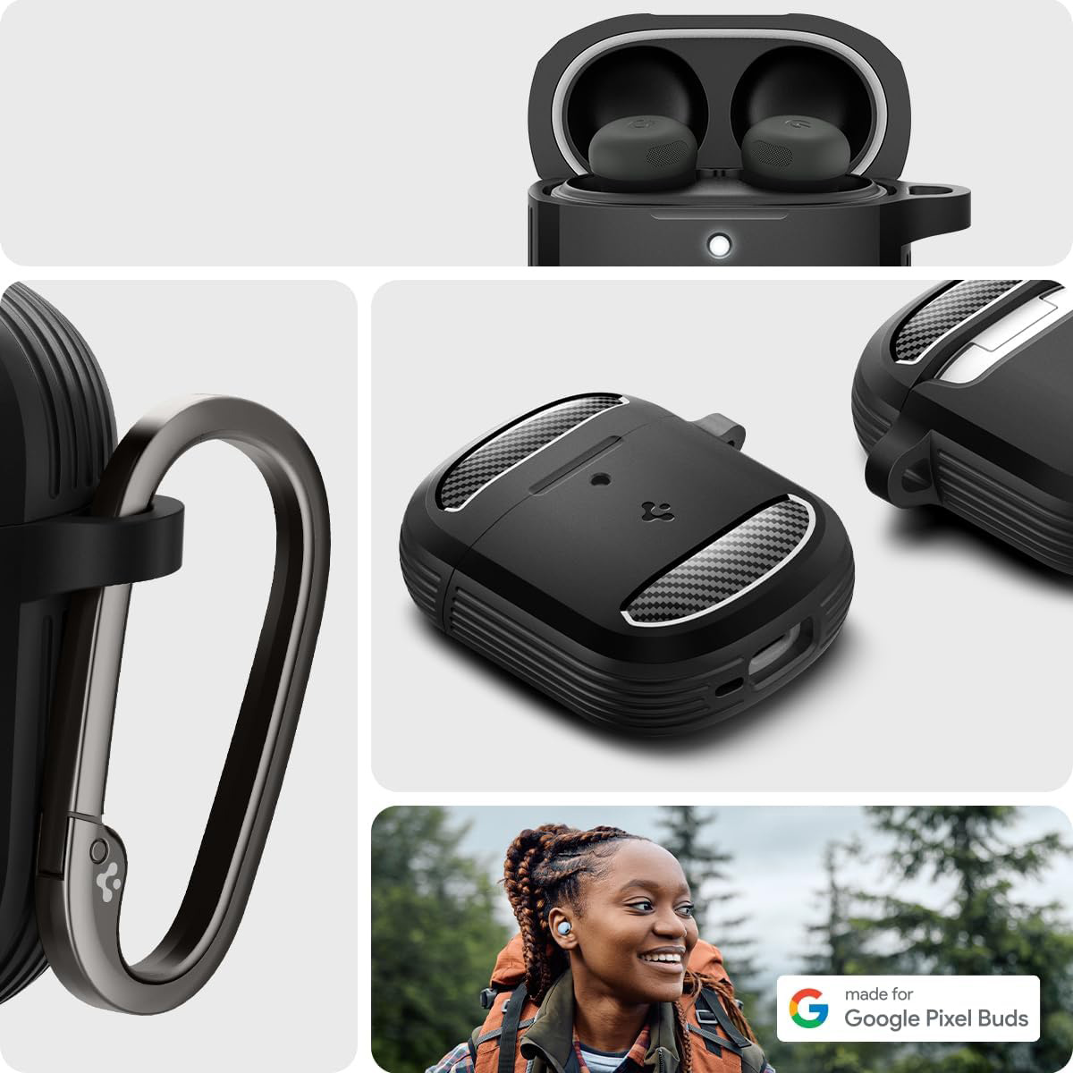 Etui Spigen Rugged Armor do Google Pixel Buds Pro 2 / Pro, czarne